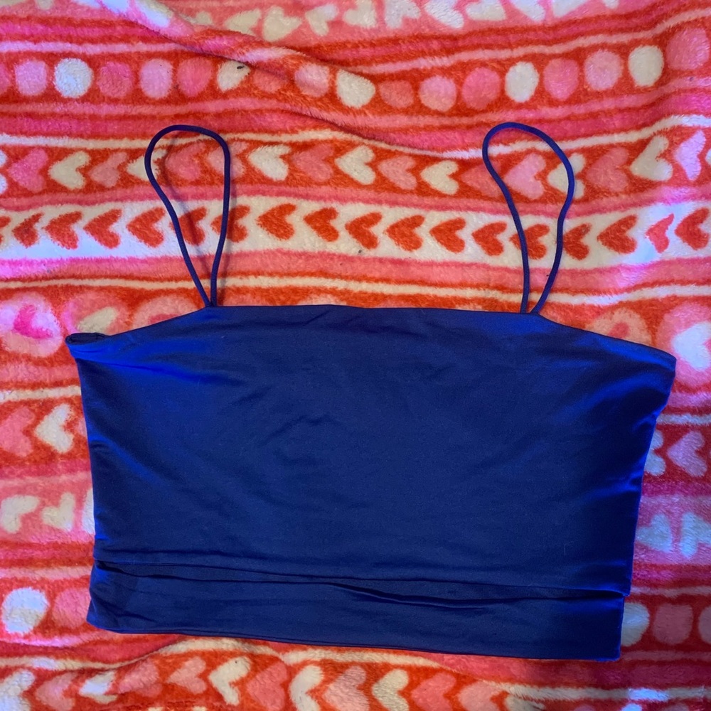 Blue split tank top